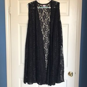Long Black Lace Vest XL Halloween or Concert Ready